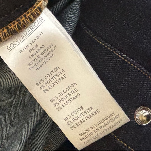 NWT Good American Indigo Trucker Sleeveless Collar Zip/Button Denim Jumpsuit (L) - Picture 16 of 16